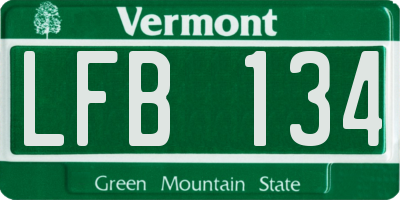 VT license plate LFB134