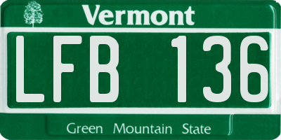 VT license plate LFB136
