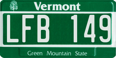 VT license plate LFB149