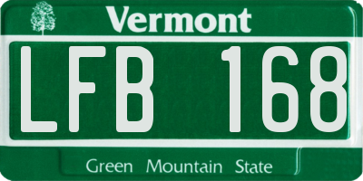 VT license plate LFB168