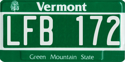 VT license plate LFB172