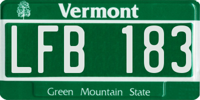 VT license plate LFB183