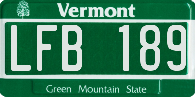 VT license plate LFB189