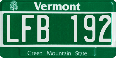 VT license plate LFB192