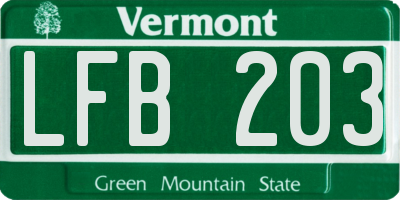 VT license plate LFB203