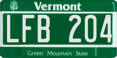 VT license plate LFB204