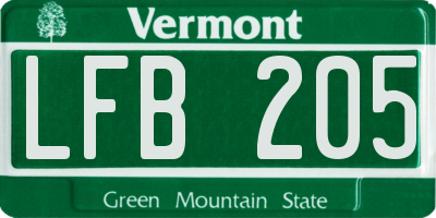 VT license plate LFB205