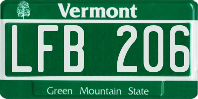 VT license plate LFB206