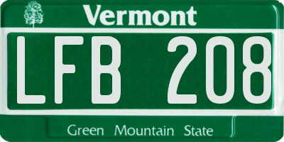 VT license plate LFB208