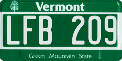 VT license plate LFB209