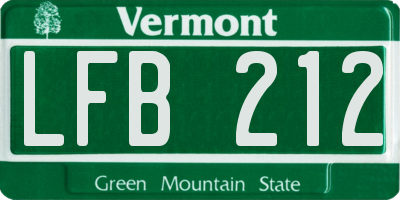 VT license plate LFB212