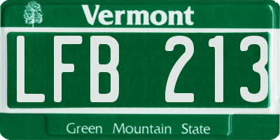 VT license plate LFB213