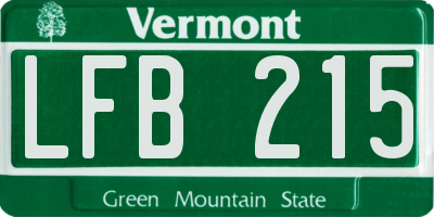VT license plate LFB215