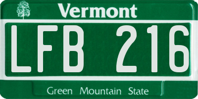 VT license plate LFB216