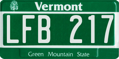 VT license plate LFB217