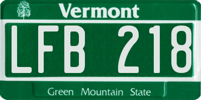 VT license plate LFB218