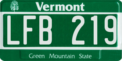 VT license plate LFB219