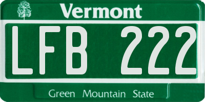VT license plate LFB222