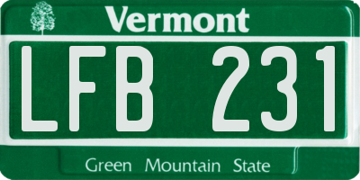 VT license plate LFB231