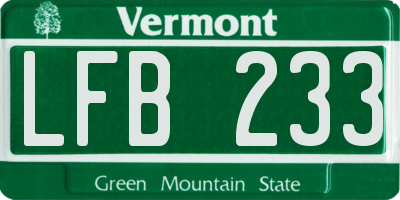 VT license plate LFB233