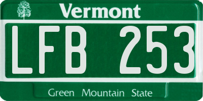 VT license plate LFB253