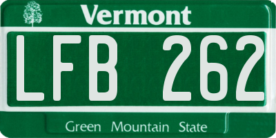 VT license plate LFB262