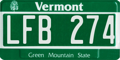 VT license plate LFB274