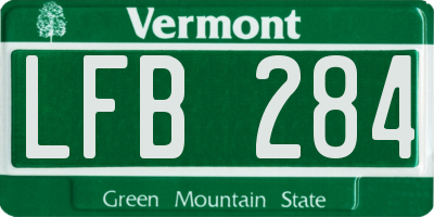 VT license plate LFB284