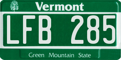 VT license plate LFB285
