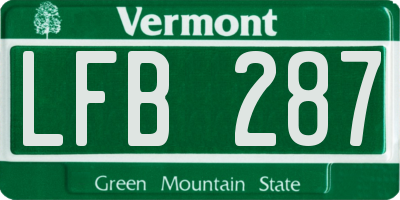 VT license plate LFB287