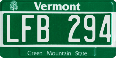 VT license plate LFB294