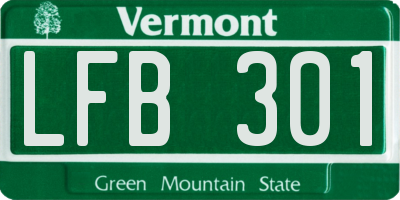 VT license plate LFB301