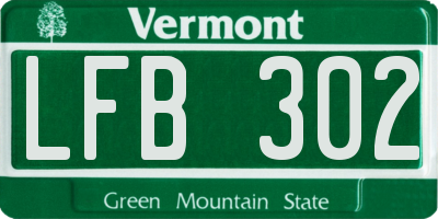 VT license plate LFB302