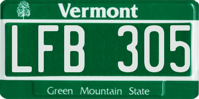 VT license plate LFB305