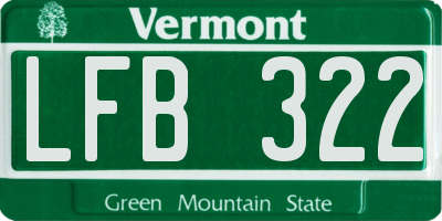 VT license plate LFB322
