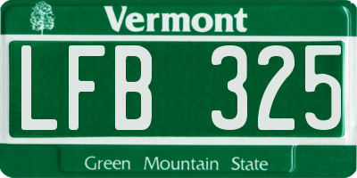 VT license plate LFB325