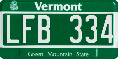 VT license plate LFB334