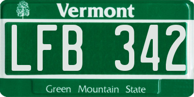 VT license plate LFB342