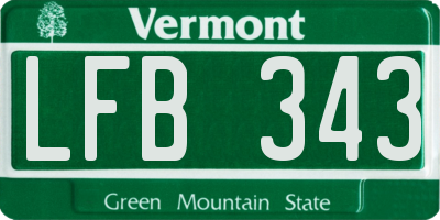 VT license plate LFB343