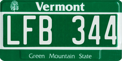 VT license plate LFB344