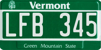 VT license plate LFB345