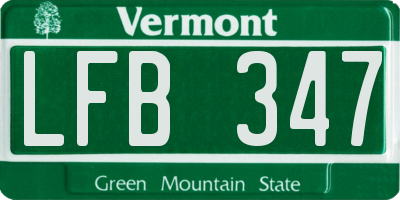 VT license plate LFB347