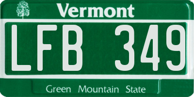 VT license plate LFB349