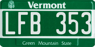 VT license plate LFB353