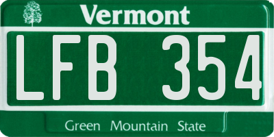 VT license plate LFB354