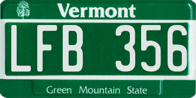 VT license plate LFB356