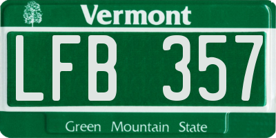 VT license plate LFB357