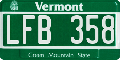 VT license plate LFB358