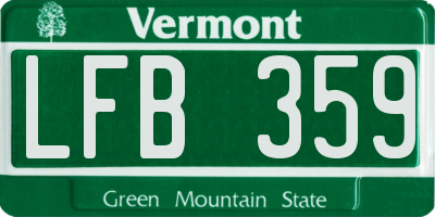 VT license plate LFB359