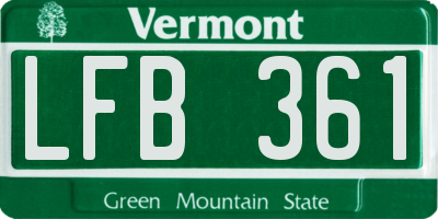 VT license plate LFB361